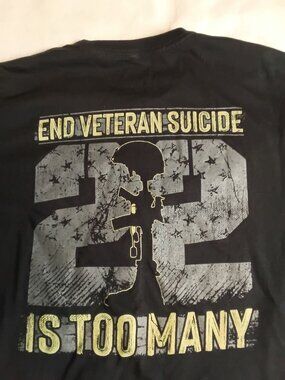 Til Valhalla Project T-Shirt Large 22 A Day is too Many End Veteran Suicide